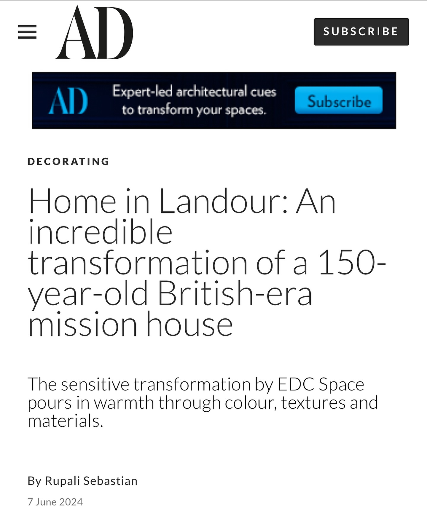 Featured in Architectural Digest